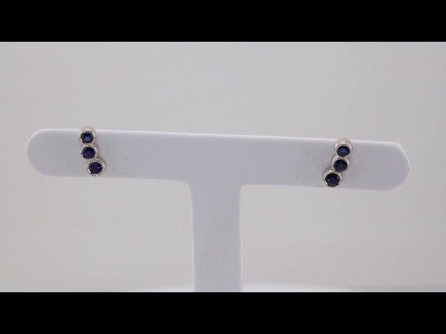 Sterling Silver Imitation Blue Sapphire Ear Climbers