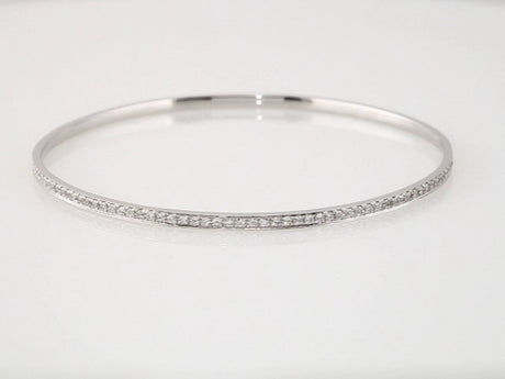 14K White 1 1/2 CTW Natural Diamond 7" Bangle Bracelet
