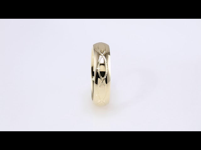 14K Yellow Gold 6 mm Infinity-Inspired Comfort-Fit Half Round Band Size 10