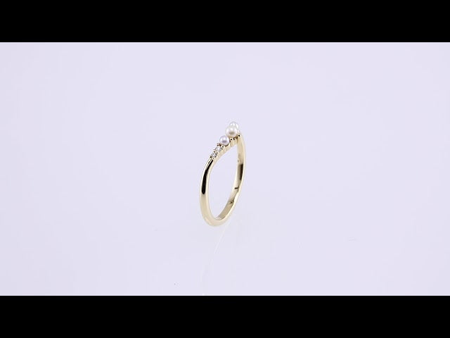 14K Yellow Gold Pearl & .03 CTW Natural Diamond Contour Band