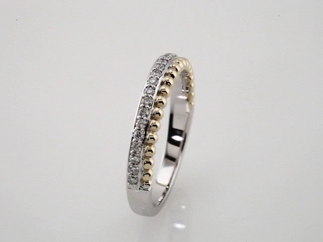 14K White/Yellow 1/5 CTW Natural Diamond Beaded Ring