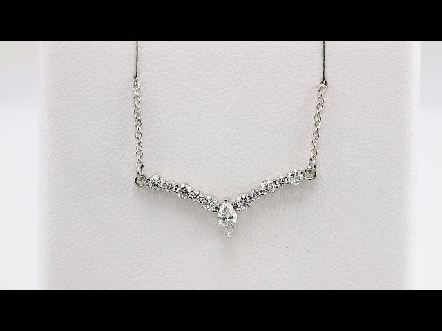 14K White Gold 1/3 CTW Natural Diamond V 18" Necklace