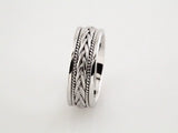 14K White 6.75 mm Rope Hand-Woven Flat Comfort-Fit Band Size 10
