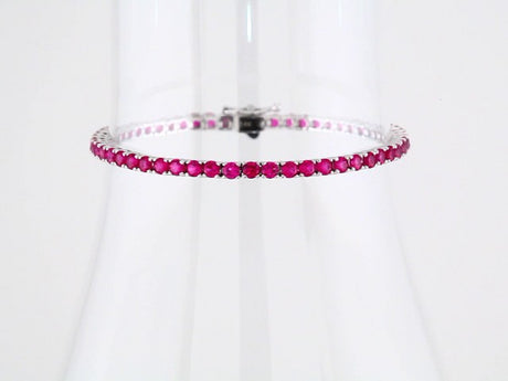 14K White Lab-Grown Ruby Line 7.25" Bracelet