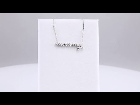 14K White Gold Petite Mommy Script 18" Necklace 