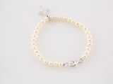 Sterling Silver Cultured White Freshwater Pearl & Imitation White Cubic Zirconia Cross 5 1/2" Bracelet