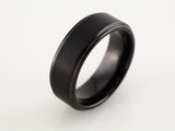 Black PVD Tungsten 8 mm Stepped-Edge Comfort-Fit Band Size 7