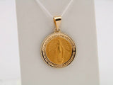 14K Yellow 15 mm Hollow Round Miraculous Medal