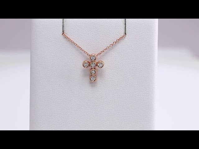14K Rose 1/6 CTW Natural Diamond Cross 16-18" Necklace