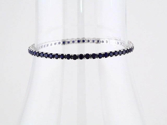 14K White Lab-Grown Blue Sapphire Line 7.25" Bracelet