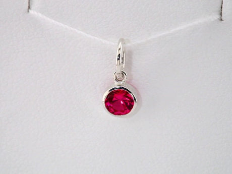 Sterling Silver Posh Mommy® Imitation Ruby Charm/Pendant