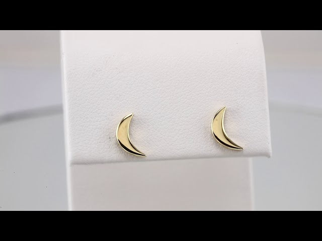 14K Yellow Crescent Moon Earrings