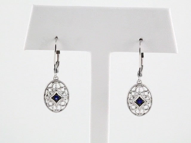 Sterling Silver Natural Blue Sapphire Lever Back Earrings