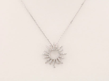 14K White 1/3 CTW Natural Diamond Sun 16" Necklace