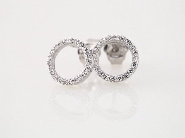 14K White Gold 1/5 CTW Natural Diamond Circle Earrings