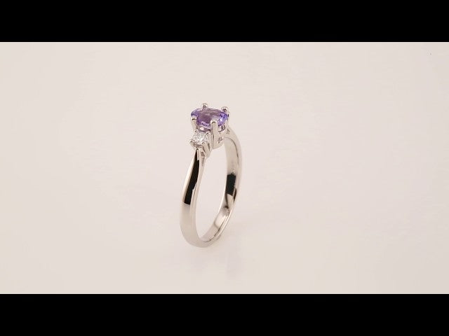 14K White Natural Tanzanite & 1/6 CTW Natural Diamond Ring