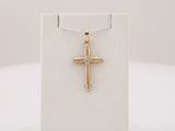 14K Yellow Gold 22.5x15.5 mm .01 CT Natural Diamond Cross Pendant 