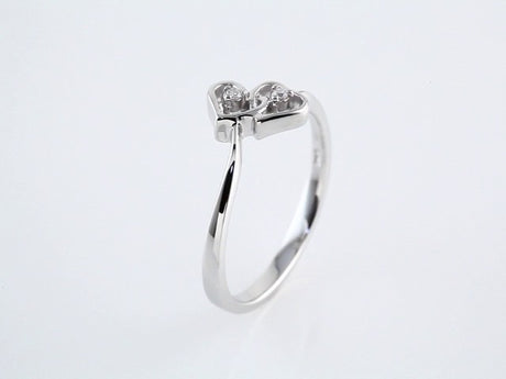 14K White .02 CTW Natural Diamond Double Heart Ring