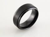 Black Titanium 9 mm Beveled Stepped-Edge Band Size 8