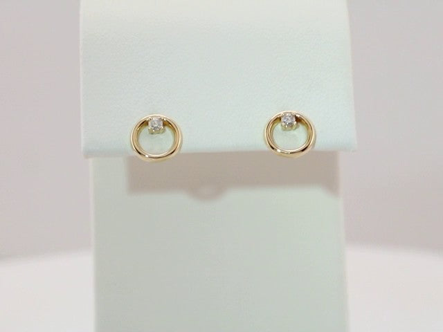 14K Yellow Gold .06 CTW Natural Diamond Circle Earrings