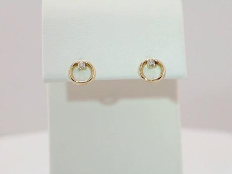 14K Yellow Gold .06 CTW Natural Diamond Circle Earrings