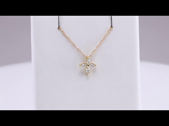 14K Yellow 1/6 CTW Natural Diamond Cross 18" Necklace