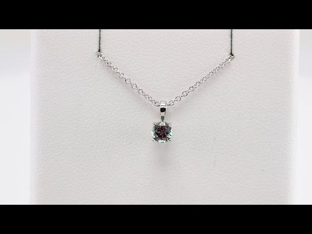 14K White 6 mm Lab-Grown Alexandrite 16-18" Necklace