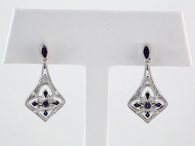 Sterling Silver Natural Blue Sapphire & 1/8 CTW Natural Diamond Earrings