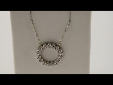 14K White Gold 1/5 CTW Natural Diamond Circle 16-18" Necklace