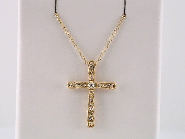 14K Yellow .05 CTW Natural Diamond Cross 18" Necklace