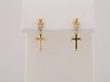 14K Yellow 11x8 mm Cross Earrings