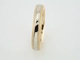 14K Yellow/White/Yellow 4 mm Half Round Comfort-Fit Band with Double Milgrain