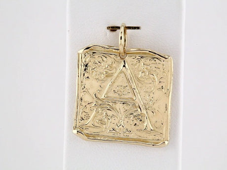 14K Yellow Gold Posh Mommy® Initial A Vintage-Inspired Pendant