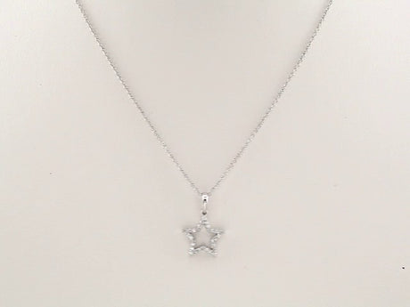 14K White 1/8 CTW Diamond Petite Star 16" Necklace