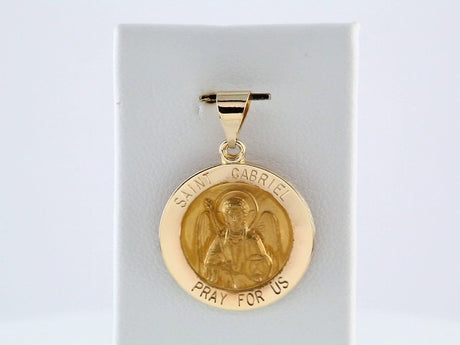 14K Yellow 18 mm Round Hollow St. Gabriel Medal