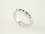 14K White Gold Natural Emerald & 1/10 CTW Natural Diamond Anniversary Band Size 7