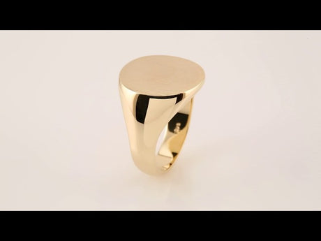 14K Yellow Gold 18 mm Round Signet Ring