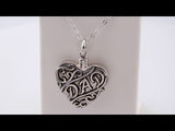 Sterling Silver "Dad" Heart Ash Holder 18" Necklace